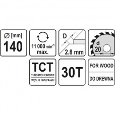 YATO Disc circular pentru lemn 140X30TX20mm..